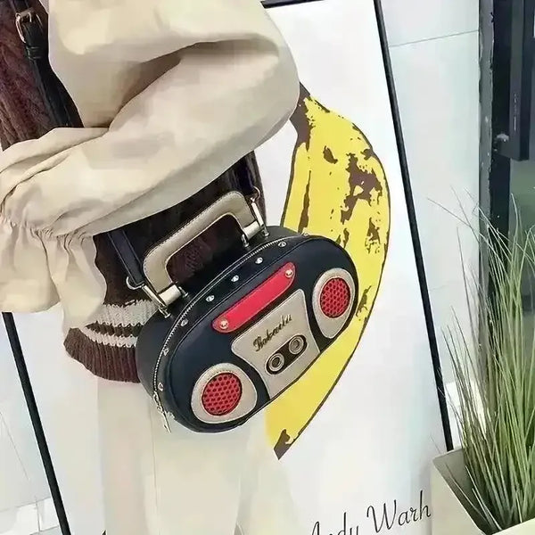 Novelty Mini Radio Shaped Handbag - Bear Hugs