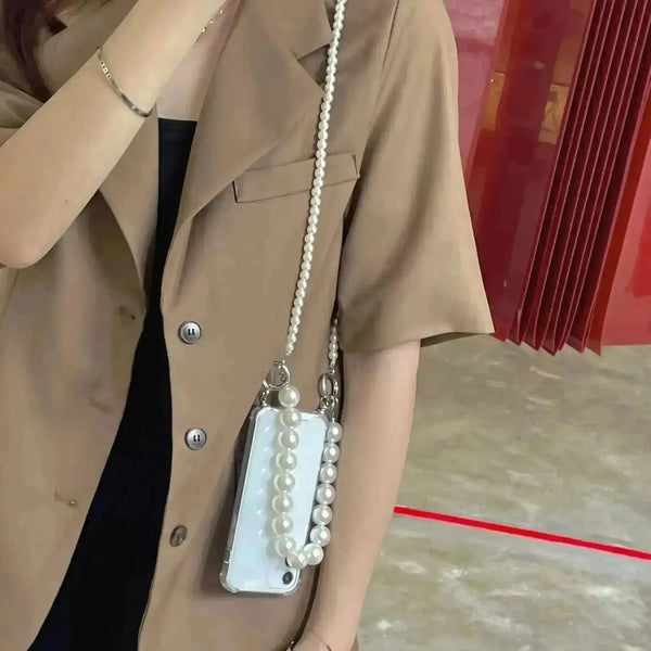 Pearl Bracelet Crossbody Necklace Case (For iPhones) - Bear Hugs