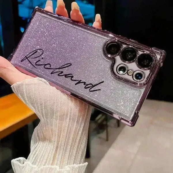 Personalised Glittery Name Phone Case (For Samsung) - Bear Hugs