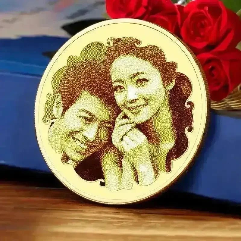Personalised Gold Plated Laser Engraved Love Coin - Bear Hugs