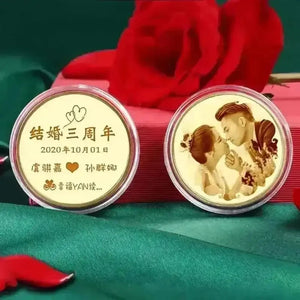 Personalised Gold Plated Laser Engraved Love Coin - Bear Hugs