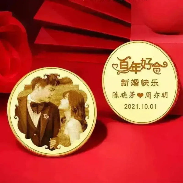 Personalised Gold Plated Laser Engraved Love Coin - Bear Hugs