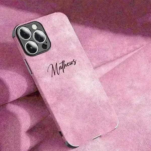 Personalised Name Luxury Soft Leather Case (For iPhone) - Bear Hugs