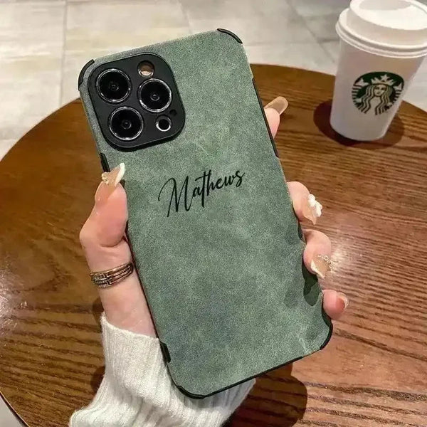 Personalised Name Luxury Soft Leather Case (For iPhone) - Bear Hugs