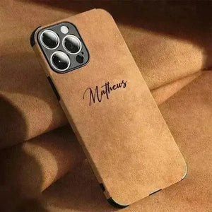 Personalised Name Luxury Soft Leather Case (For iPhone) - Bear Hugs