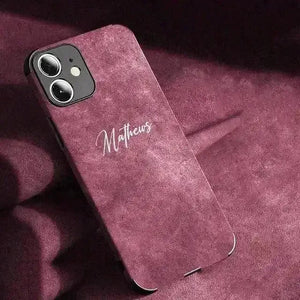 Personalised Name Luxury Soft Leather Case (For iPhone) - Bear Hugs