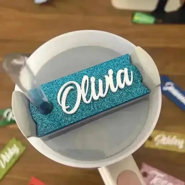 Personalized Glitter Name Tag for Stanley Cup - Bear Hugs