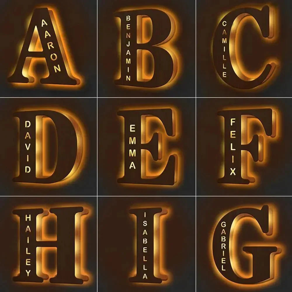 Personalized Letter Light Lamp - Bear Hugs