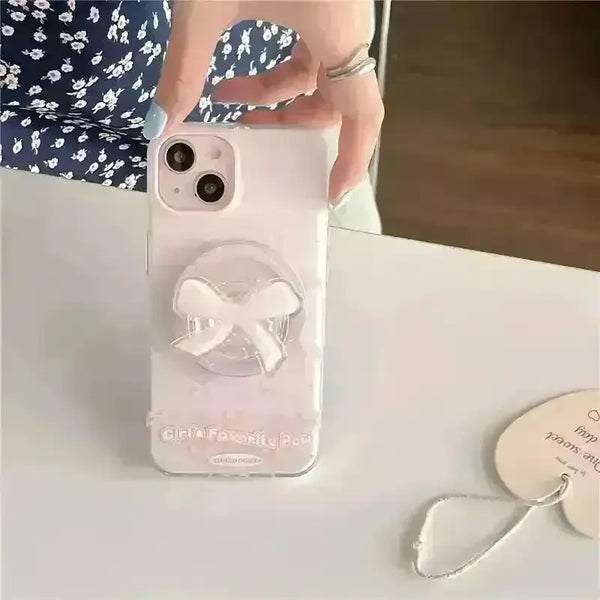Pink Bow Magnetic Phone Case (For iPhones) - Bear Hugs