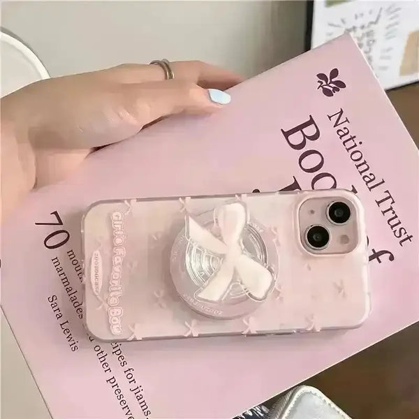 Pink Bow Magnetic Phone Case (For iPhones) - Bear Hugs
