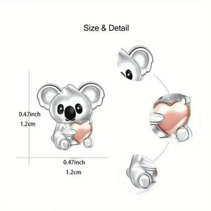 Pink Koala Heart Stud Earrings - Bear Hugs