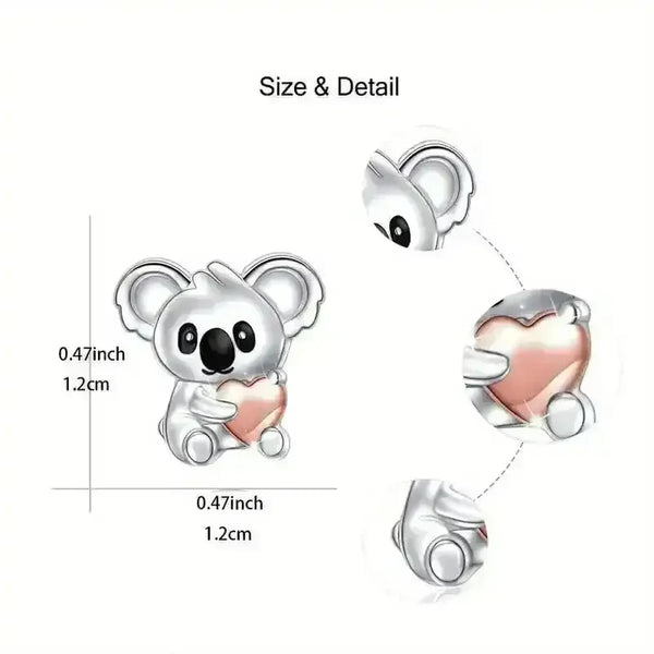 Pink Koala Heart Stud Earrings - Bear Hugs