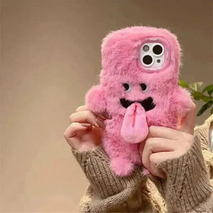Plush Cartoon Sticky Tongue Phone Case (For iPhones) - Bear Hugs