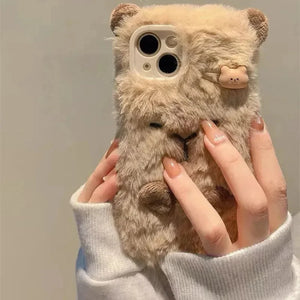Plush Velvet Capybara Case (For iPhones) - Bear Hugs