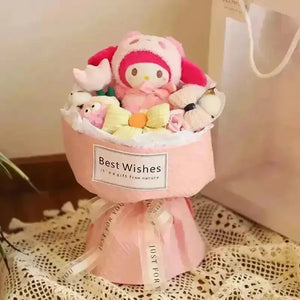 Premium Sanrio My Melody Kuromi Hello Kitty Doll Bouquet - Bear Hugs