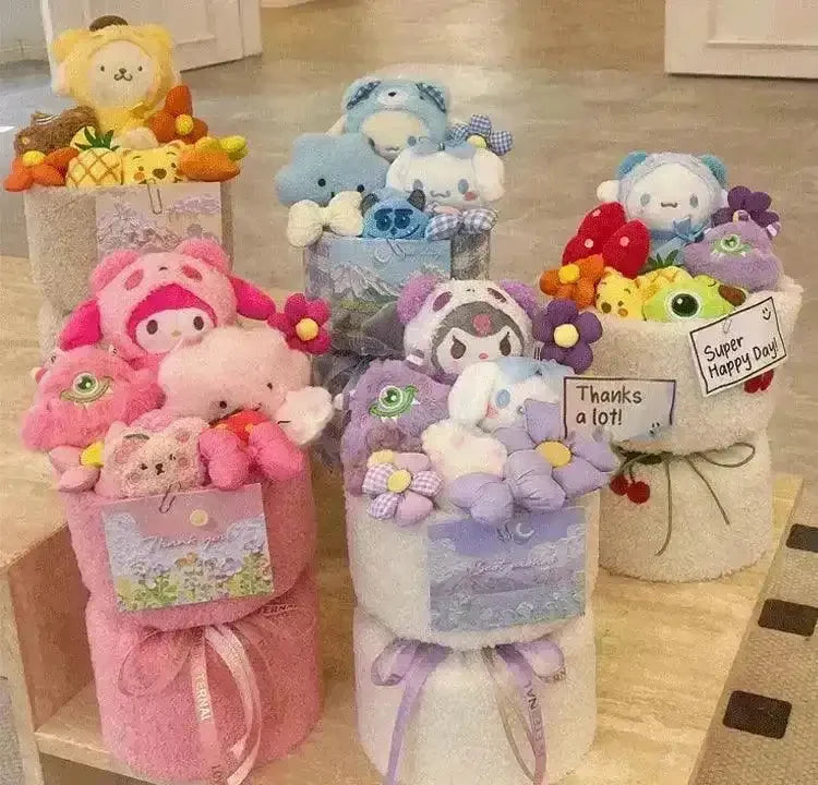 Premium Stuffed Sanrio Purin My Melody Kuromi Cinnamoroll Bouquet - Bear Hugs
