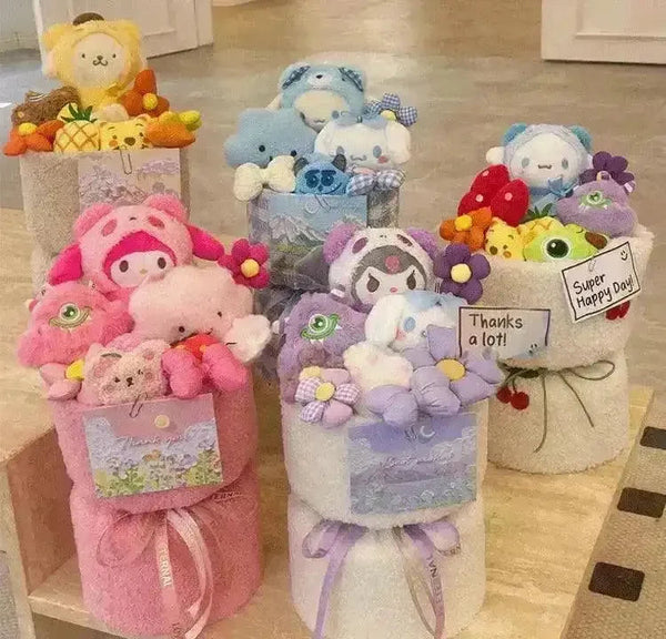 Premium Stuffed Sanrio Purin My Melody Kuromi Cinnamoroll Bouquet - Bear Hugs