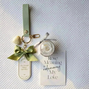 Preserved Rose Love Tag Keychain - Bear Hugs