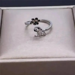 Pug Paw Rhinestone Adjustable Ring - Bear Hugs