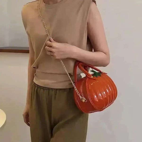 Pumpkin Shaped Satchel Novelty Crossbody Bag - Bear Hugs