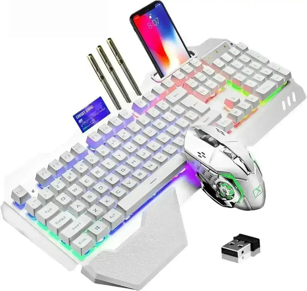 QZUKOY Mechanical Feel Gaming Keyboard and Mouse - Bear Hugs