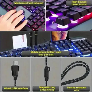 QZUKOY Mechanical Feel Gaming Keyboard and Mouse - Bear Hugs