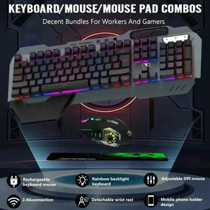 QZUKOY Mechanical Feel Gaming Keyboard and Mouse - Bear Hugs
