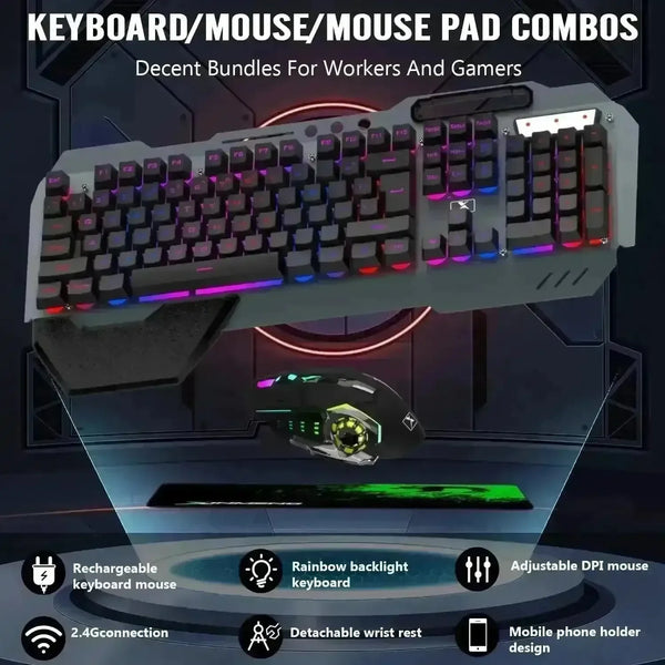 QZUKOY Mechanical Feel Gaming Keyboard and Mouse - Bear Hugs