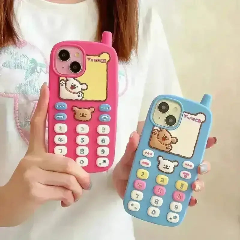 Retro Phone Design Phone Case (For iPhones) - Bear Hugs