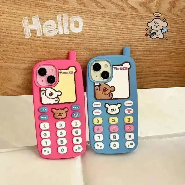 Retro Phone Design Phone Case (For iPhones) - Bear Hugs