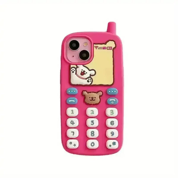 Retro Phone Design Phone Case (For iPhones) - Bear Hugs