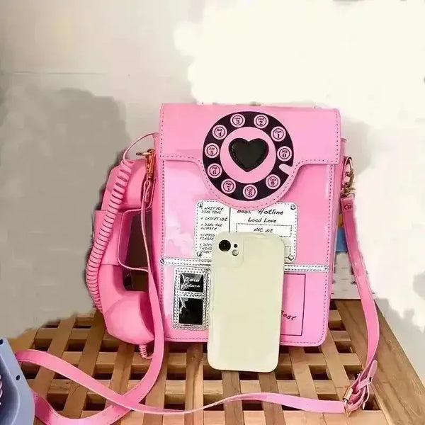 Retro Phone-Shaped Crossbody Bag - Bear Hugs