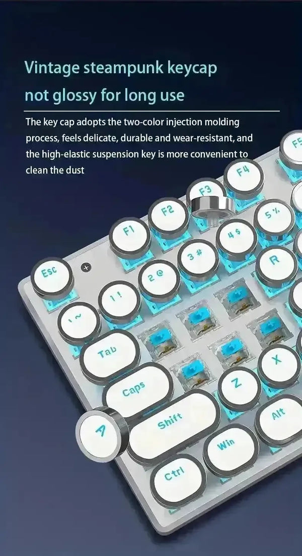 Retro-Style MageGee Mechanical Gaming LED Backlit Keyboard - Bear Hugs