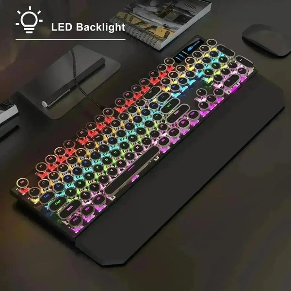 Retro-Style MageGee Mechanical Gaming LED Backlit Keyboard - Bear Hugs