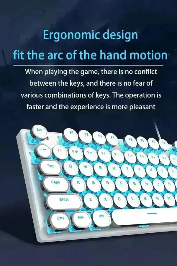 Retro-Style MageGee Mechanical Gaming LED Backlit Keyboard - Bear Hugs