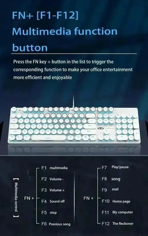 Retro-Style MageGee Mechanical Gaming LED Backlit Keyboard - Bear Hugs