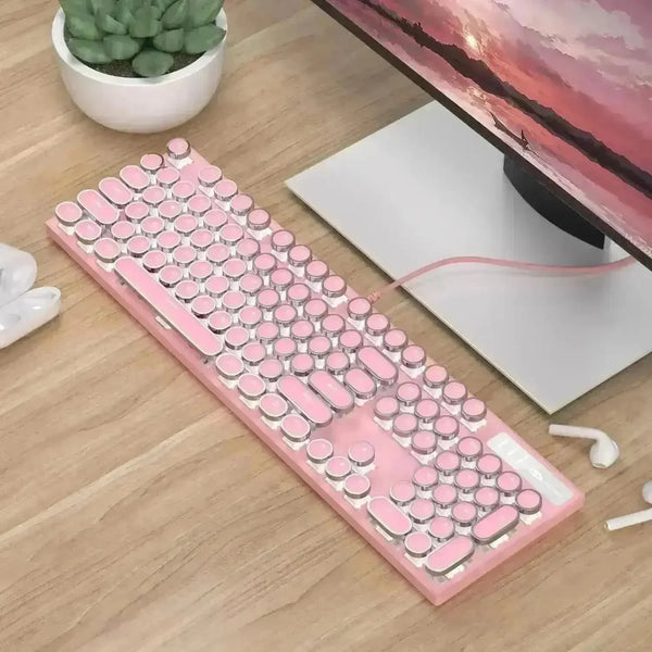 Retro-Style MageGee Mechanical Gaming LED Backlit Keyboard - Bear Hugs