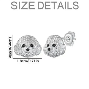 Rhinestone Maltese Dog Stud Earrings - Bear Hugs