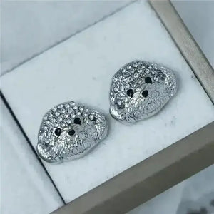 Rhinestone Maltese Dog Stud Earrings - Bear Hugs