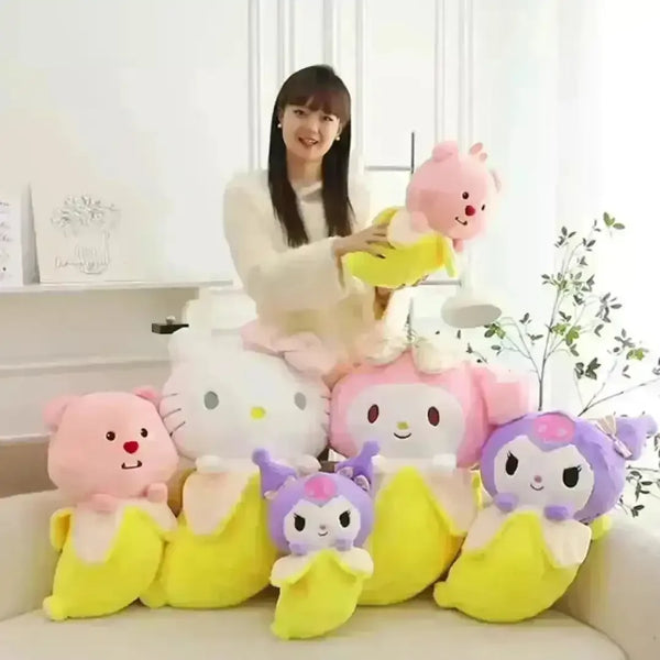 Sanrio Banana Shaped Character Plushies - Bear Hugs