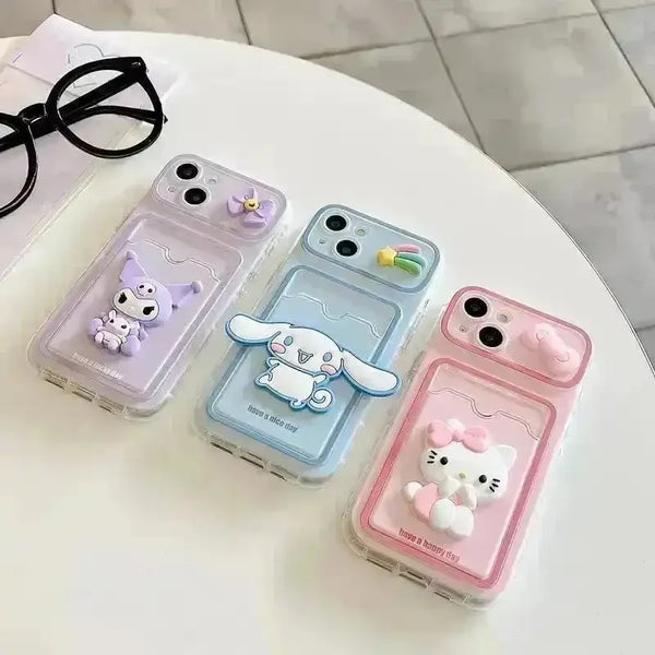 Sanrio Characters Card Holder Phone Case (For iPhones) - Bear Hugs