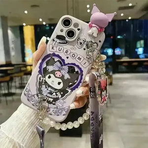 Sanrio Kuromi Lanyard Pearl Beads Phone Case (For iPhones) - Bear Hugs