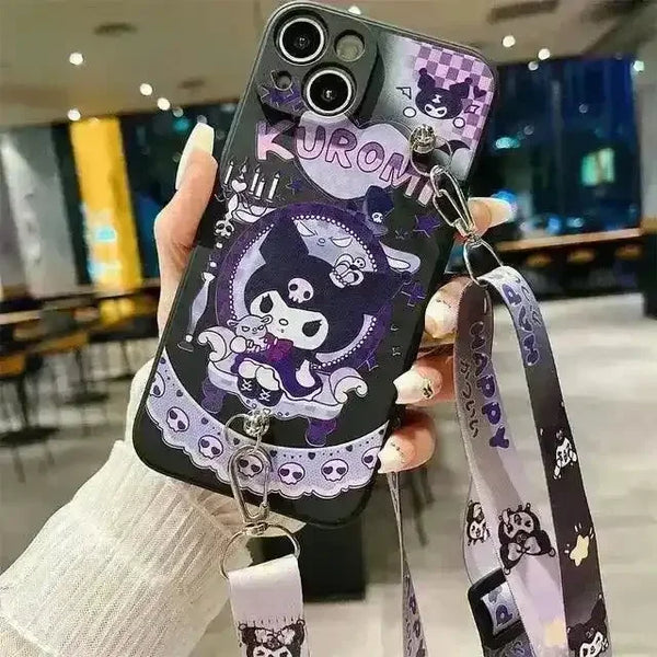 Sanrio Kuromi Lanyard Pearl Beads Phone Case (For iPhones) - Bear Hugs