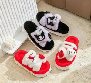Sanrio Plush Cross Fluffy Slippers - Bear Hugs