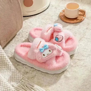 Sanrio Plush Cross Fluffy Slippers - Bear Hugs