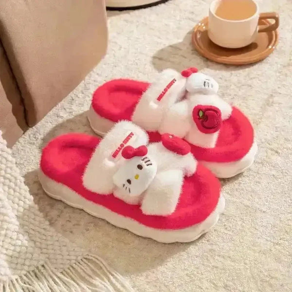 Sanrio Plush Cross Fluffy Slippers - Bear Hugs