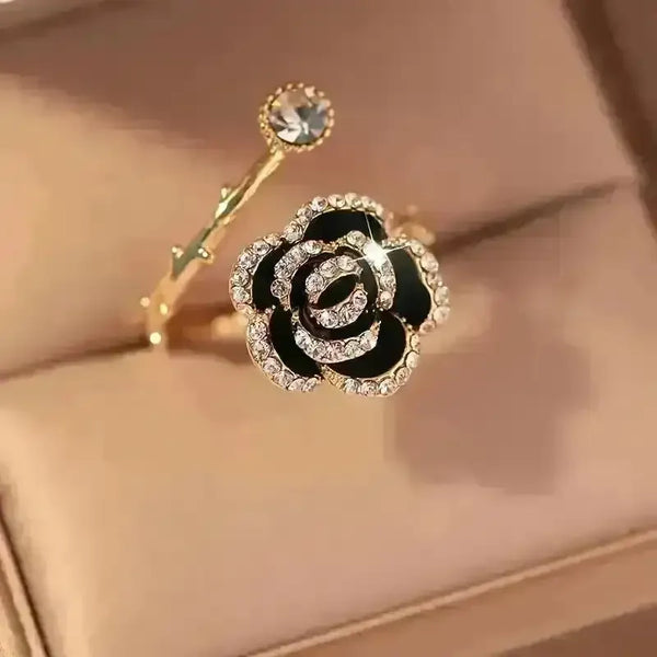 Shiny Camellia Open Ring - Bear Hugs
