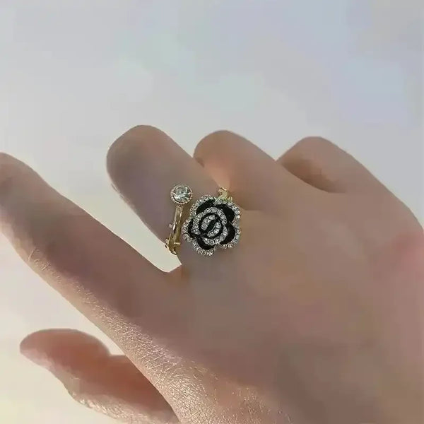 Shiny Camellia Open Ring - Bear Hugs