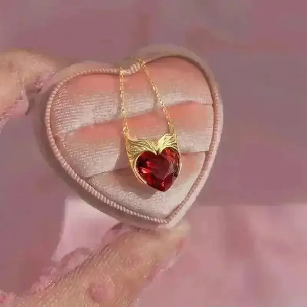 Shiny Red Heart-Shaped Pendant - Bear Hugs