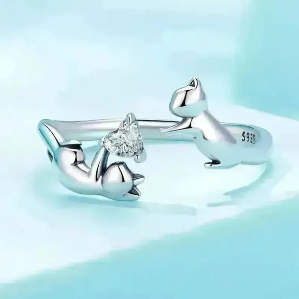 Silver Hip Hop Cat Ring - Bear Hugs